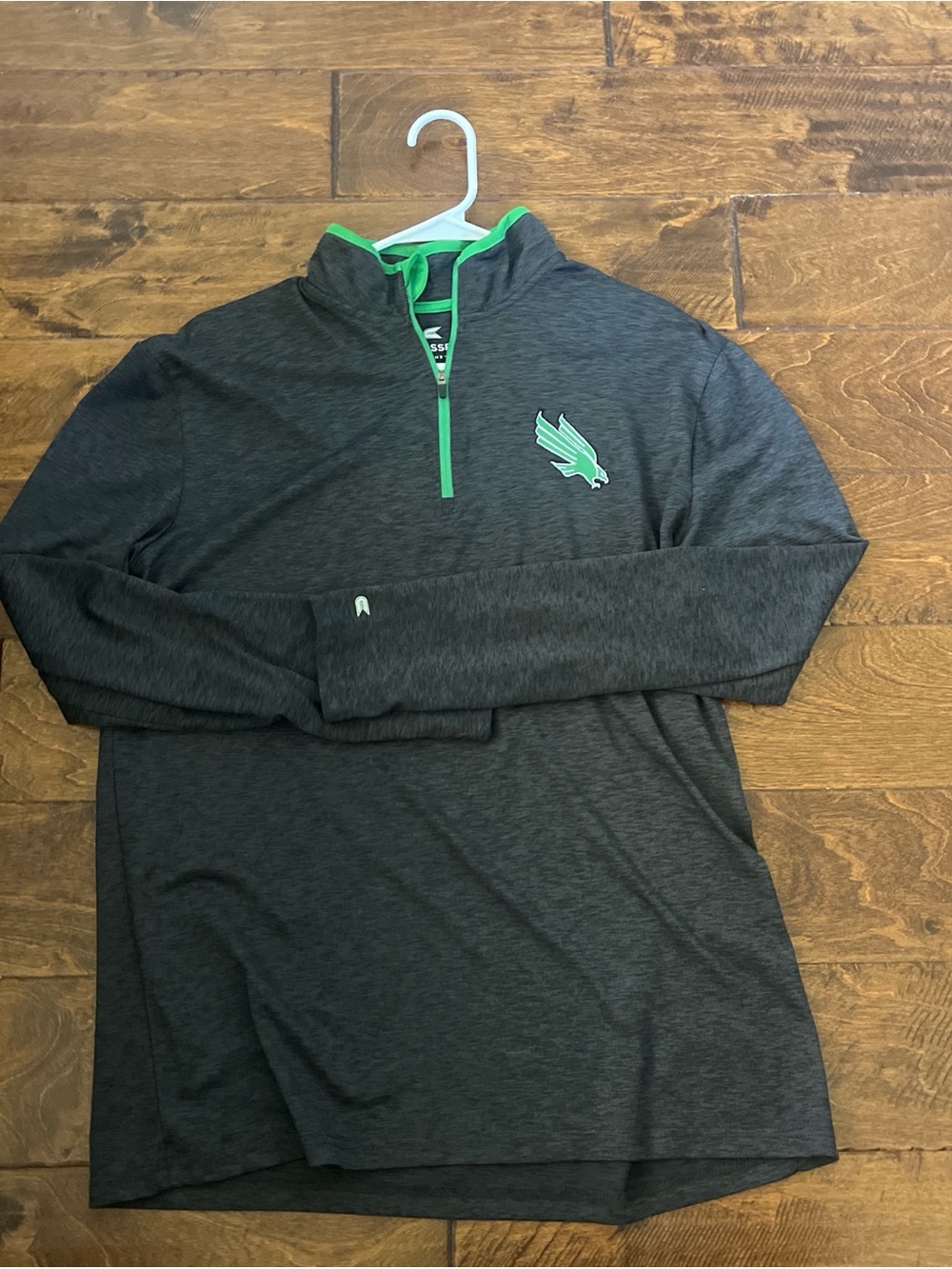 Dark Gray 1/4 Zip Pullover with Green Accents